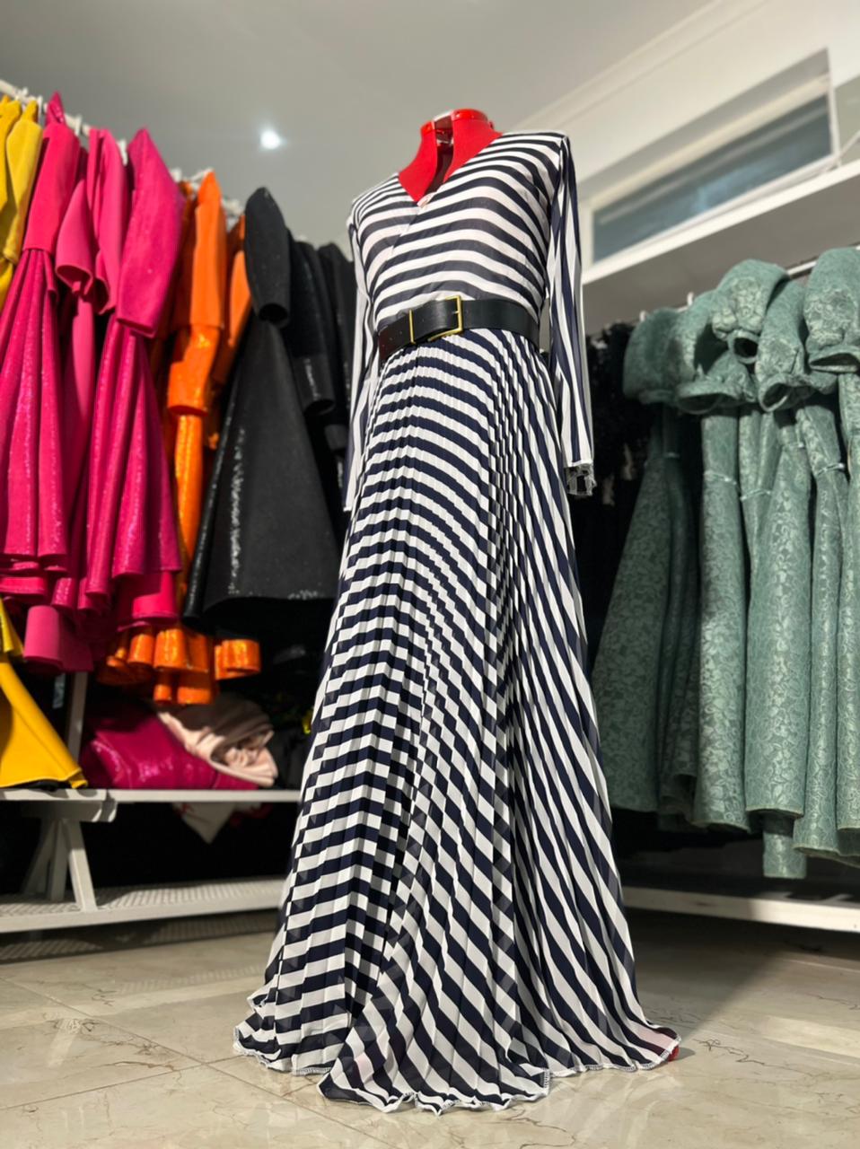 shenell stripe pleated dress