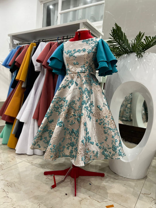 Shenell brocades dress with batterfly sleeves 0021