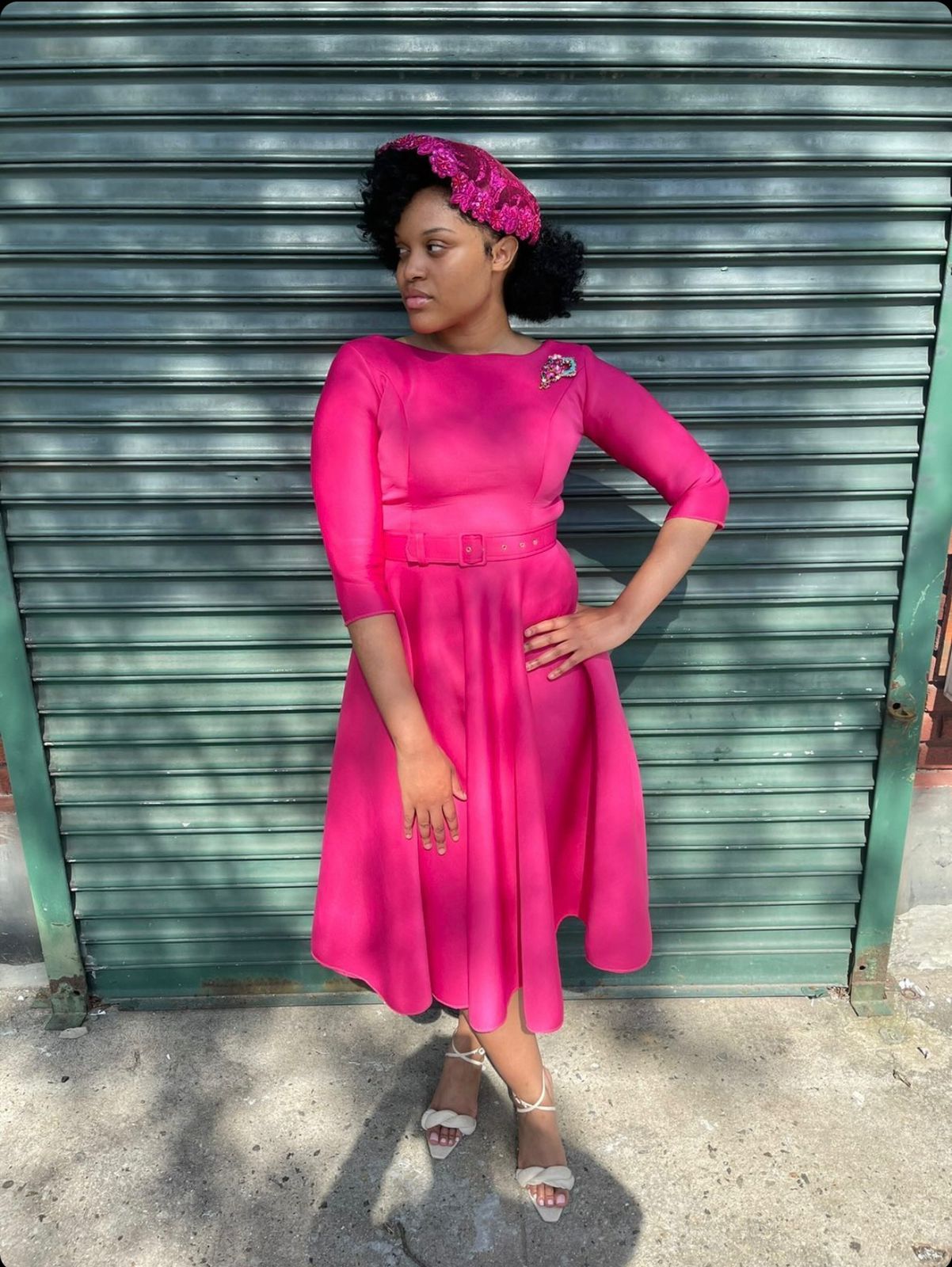 Shenell Victoria scuba dress with belt