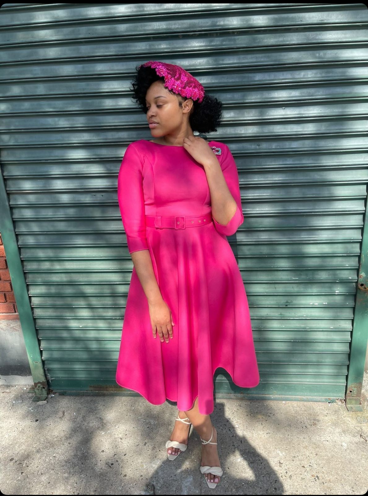 Shenell Victoria scuba dress with belt
