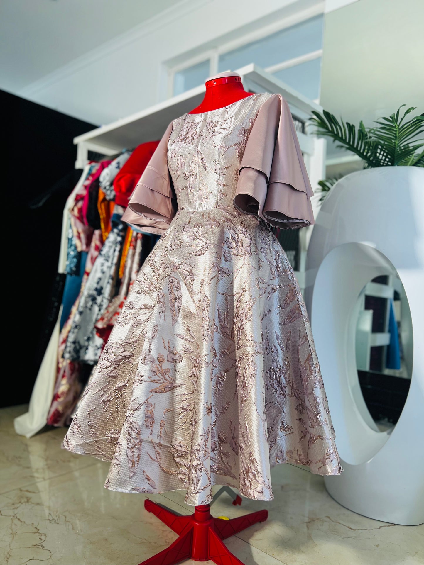 Shenell brocades dress with batterfly sleeves 0021