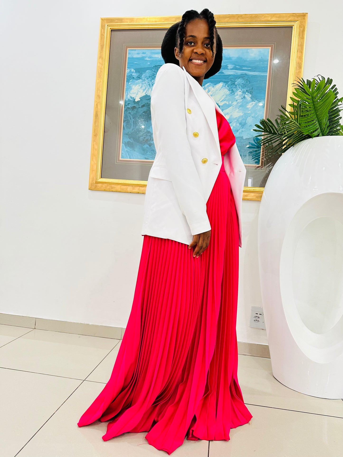 Pleated skirt with a blazer