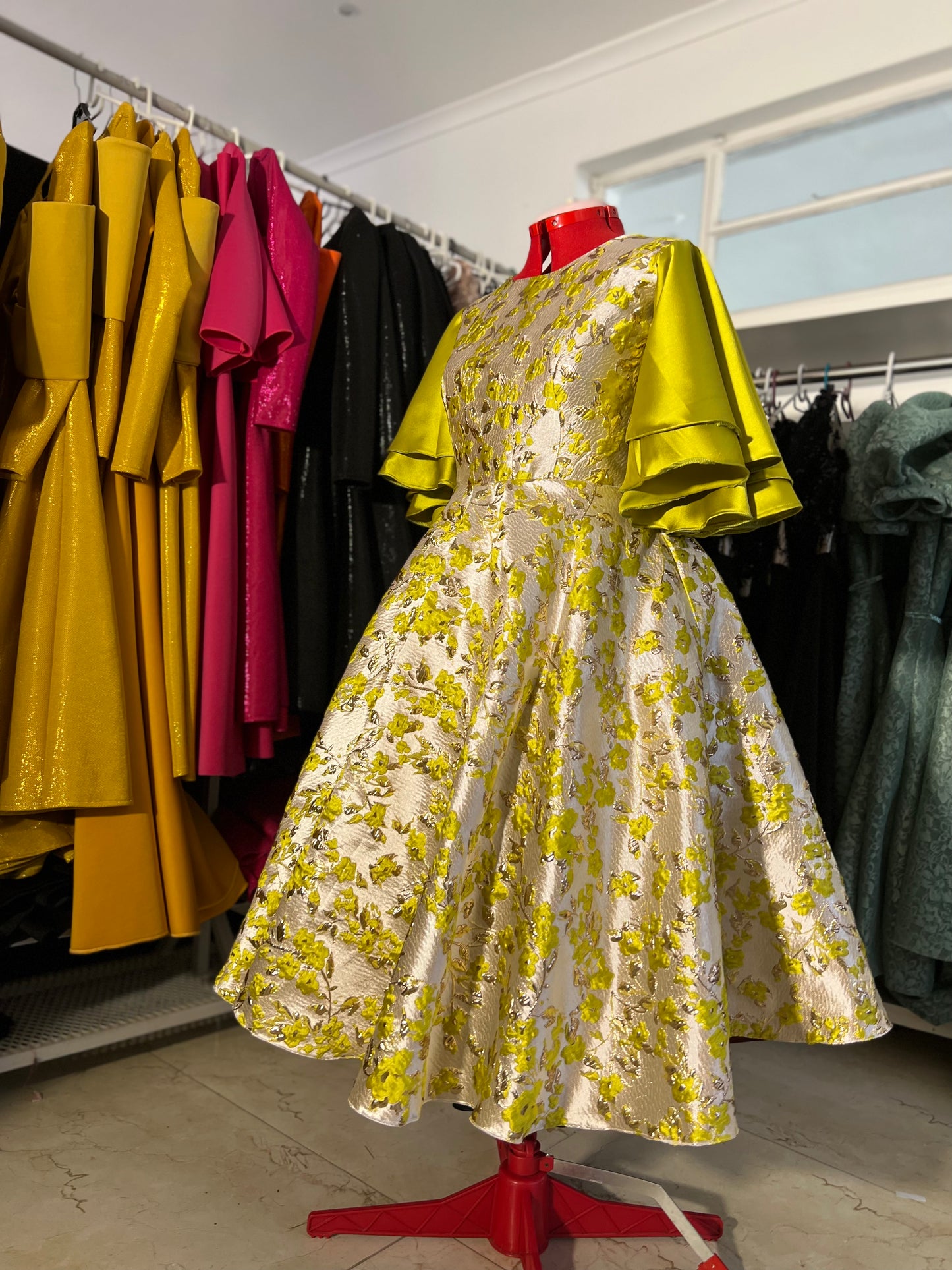 Shenell brocades dress with batterfly sleeves 0021