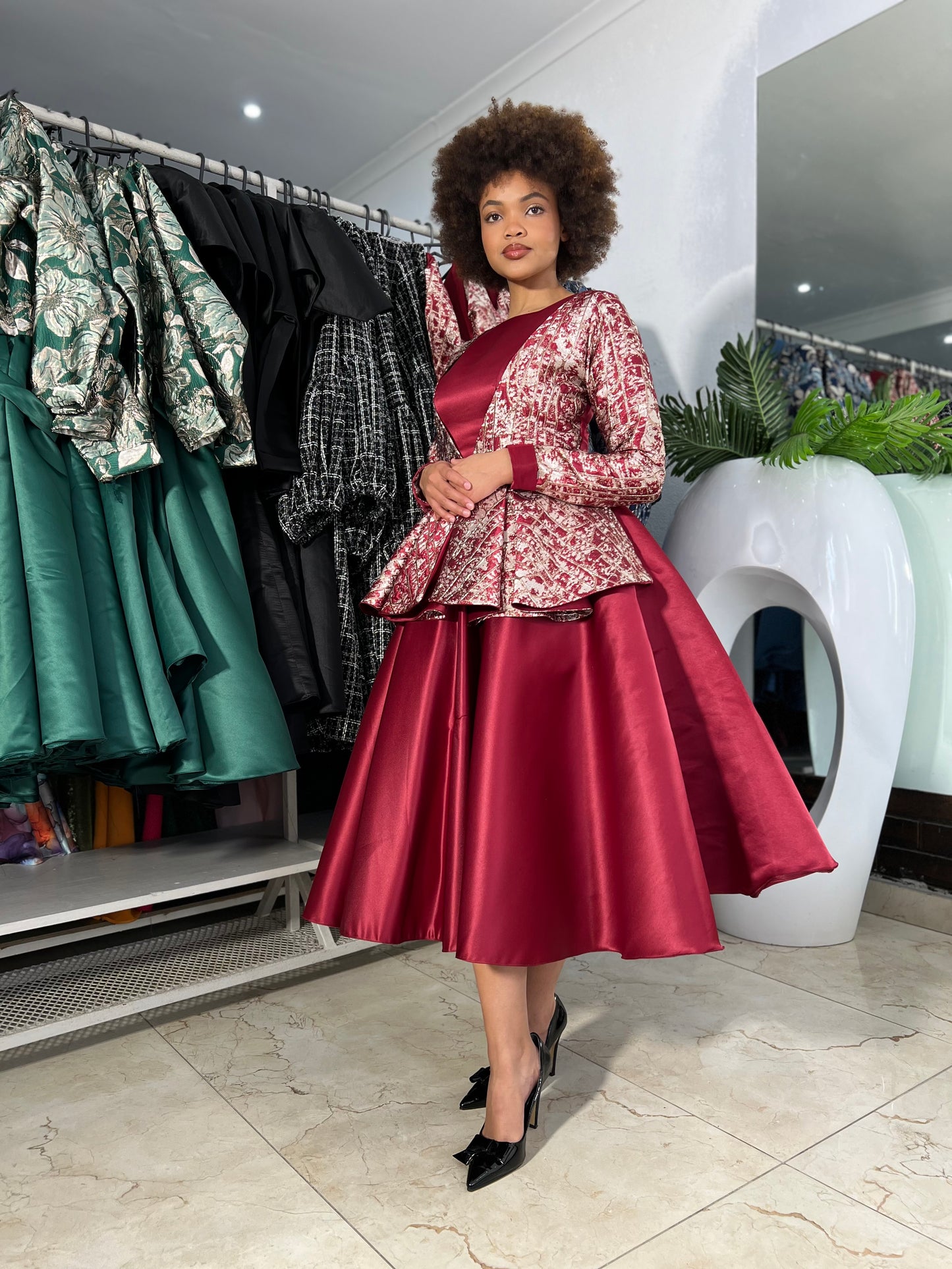 Shenell almeria maroon dress